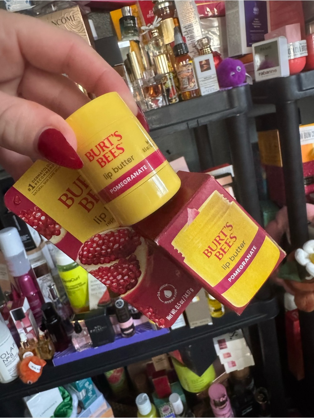 Burt's Bees Pomegranate Lip Butter - Yellow Tube with Red Label